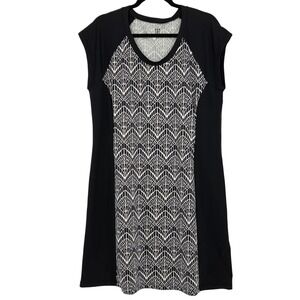 Title Nine Women's XL Gidget Cap Sleeve Dress Geometric Black White Jersey Golf
